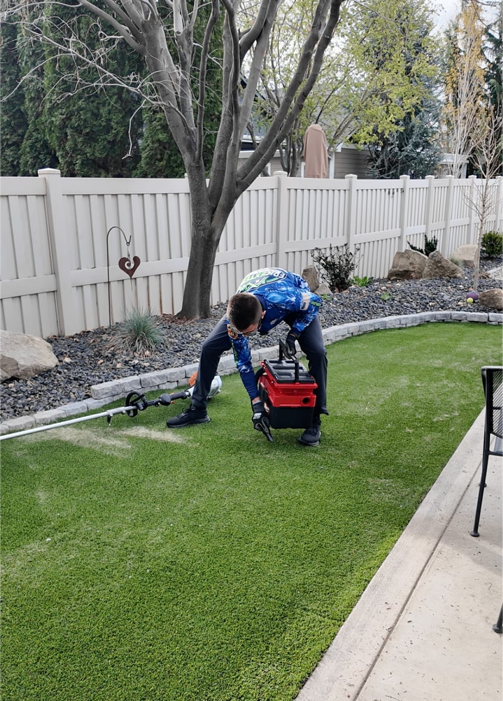 Turf inspection and pre-treatment by Epic team